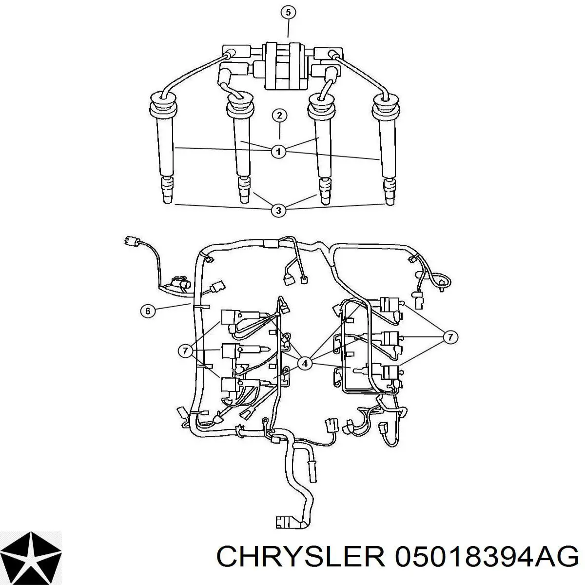 05018394AG Chrysler cable de encendido central