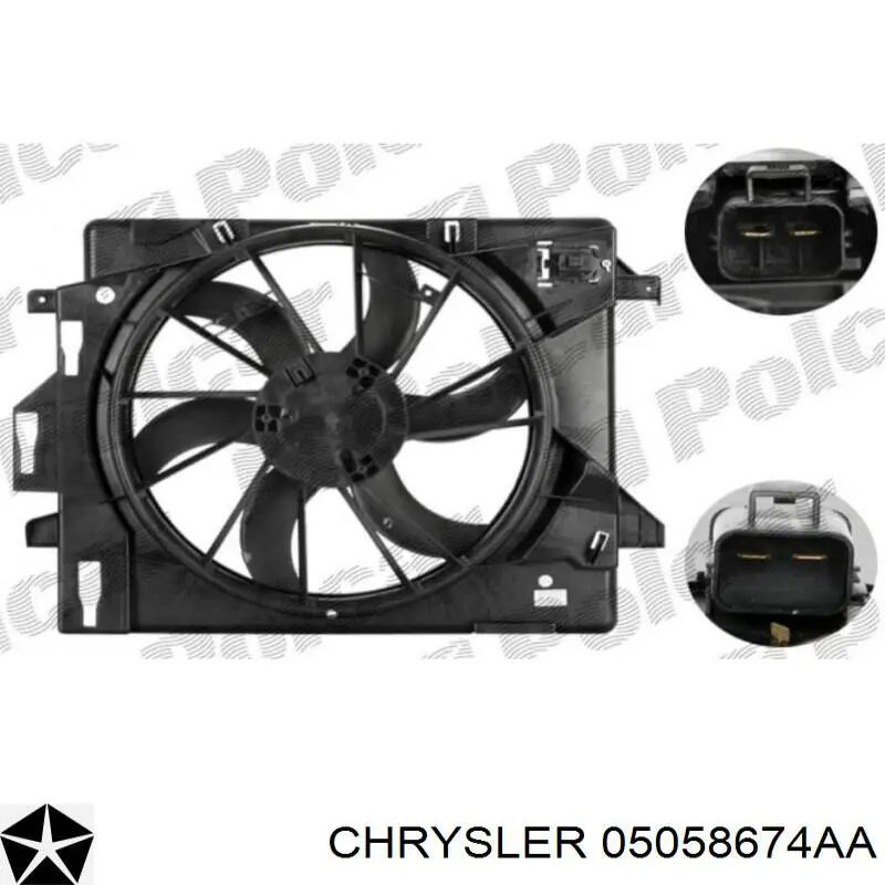 05058674AA Chrysler ventilador (rodete +motor refrigeración del motor con electromotor completo)