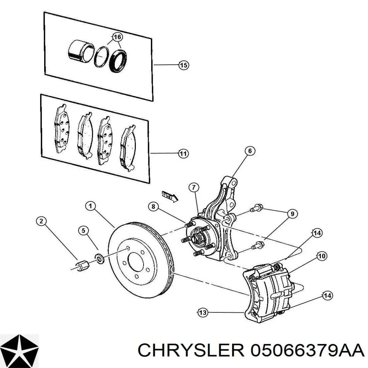 05066379AA Chrysler juego de reparación, pinza de freno delantero