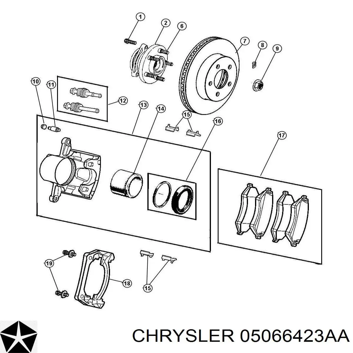 05066423AA Chrysler pinza de freno delantera izquierda