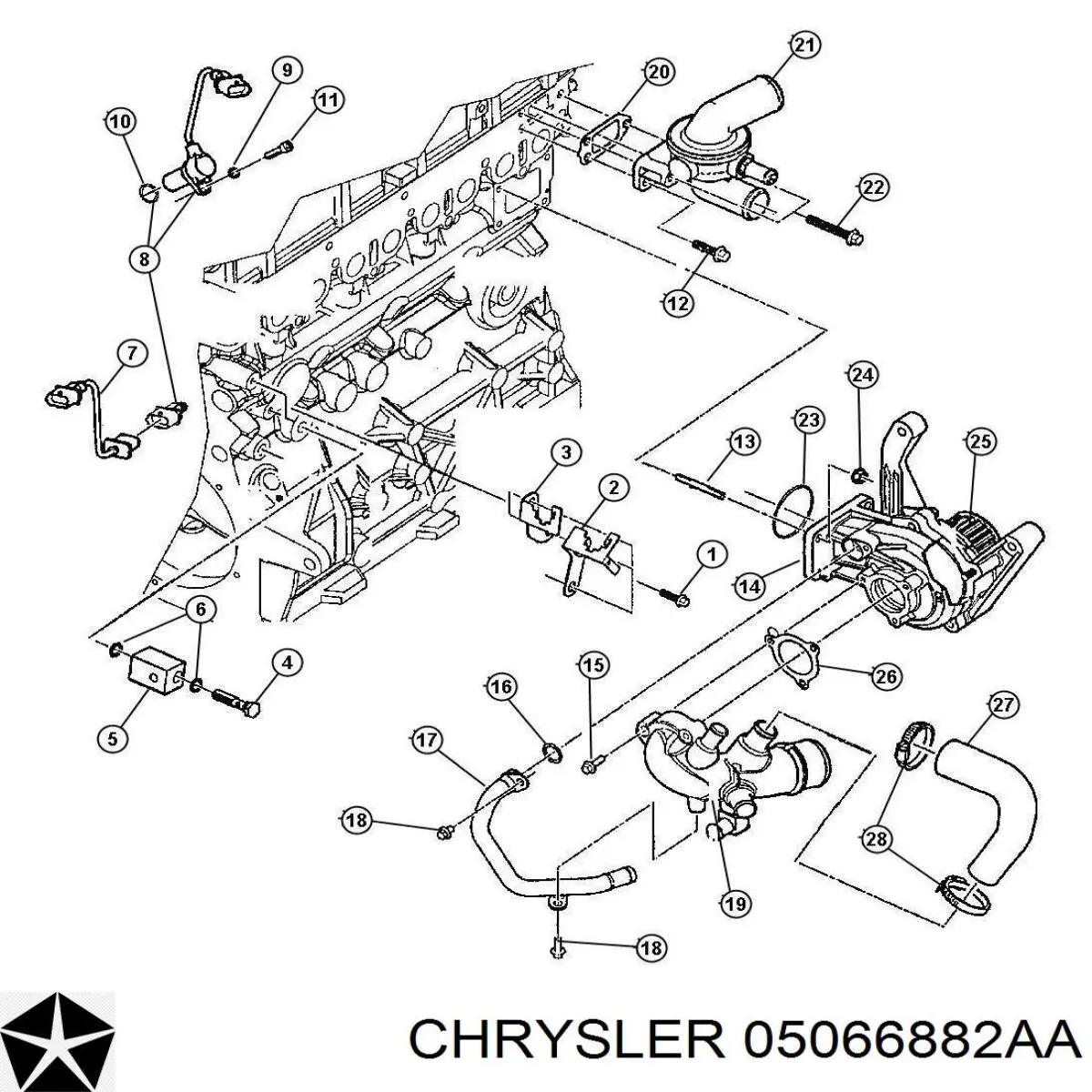 05066882AA Chrysler sensor de posición del árbol de levas