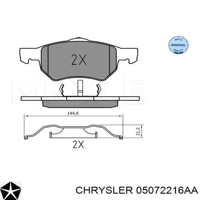 05072216AA Chrysler pastillas de freno delanteras