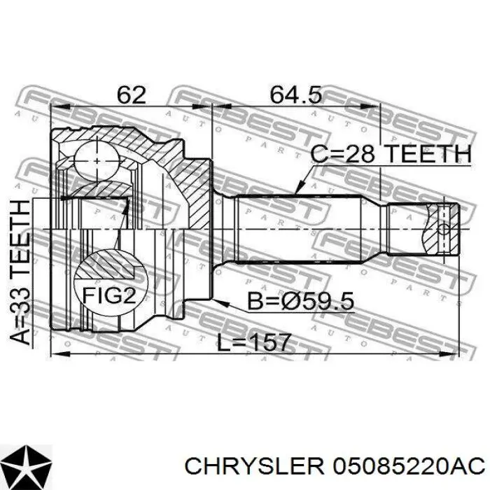 Comprar 05085220AC Chrysler Semieje delantero izquierdo