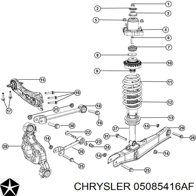 Brazo oscilante longitudinal, trasera derecha Chrysler K05085416AF precio, desde 68,24 EUR