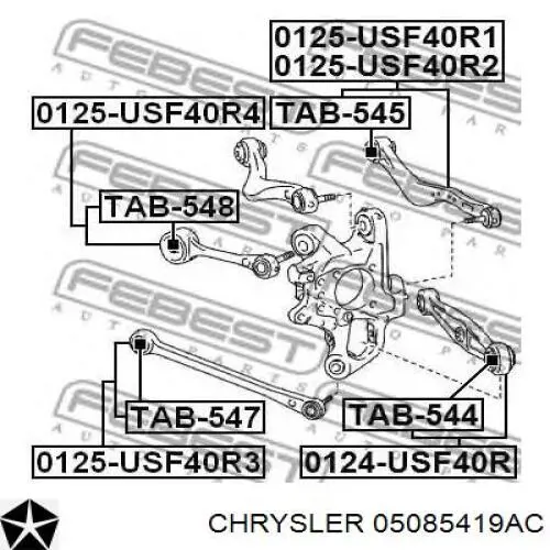 Brazo transversal de suspensión trasera Chrysler 5085419AA precio, desde 27,28 EUR