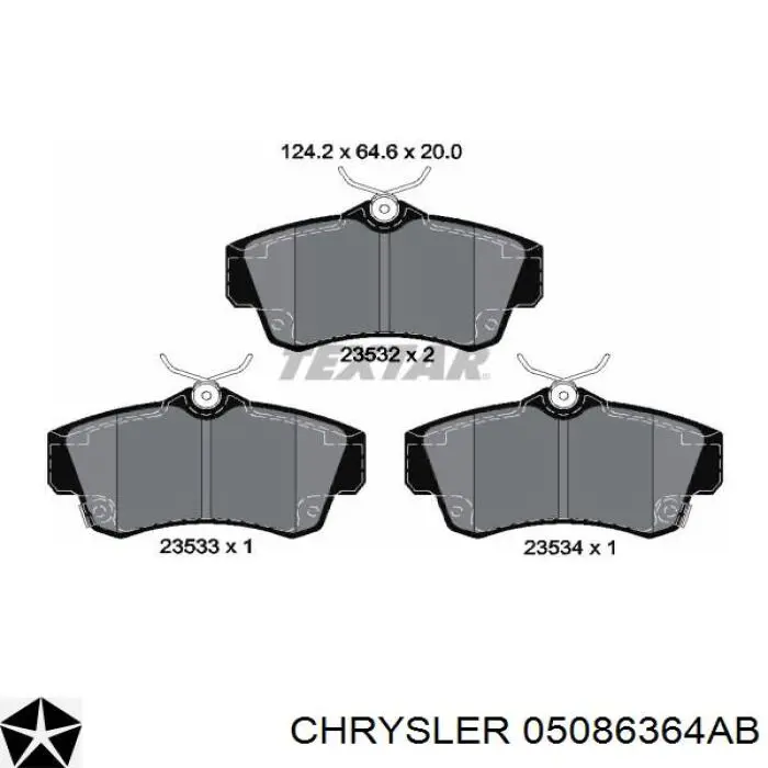 05086364AB Chrysler pastillas de freno delanteras