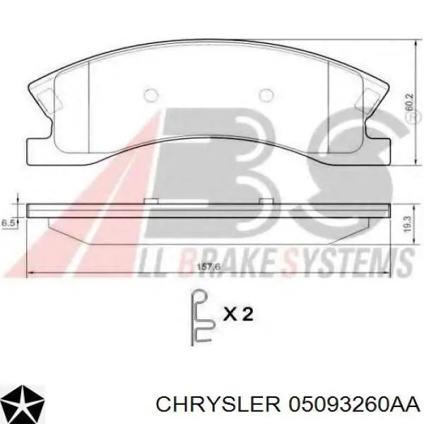 05093260AA Chrysler pastillas de freno delanteras