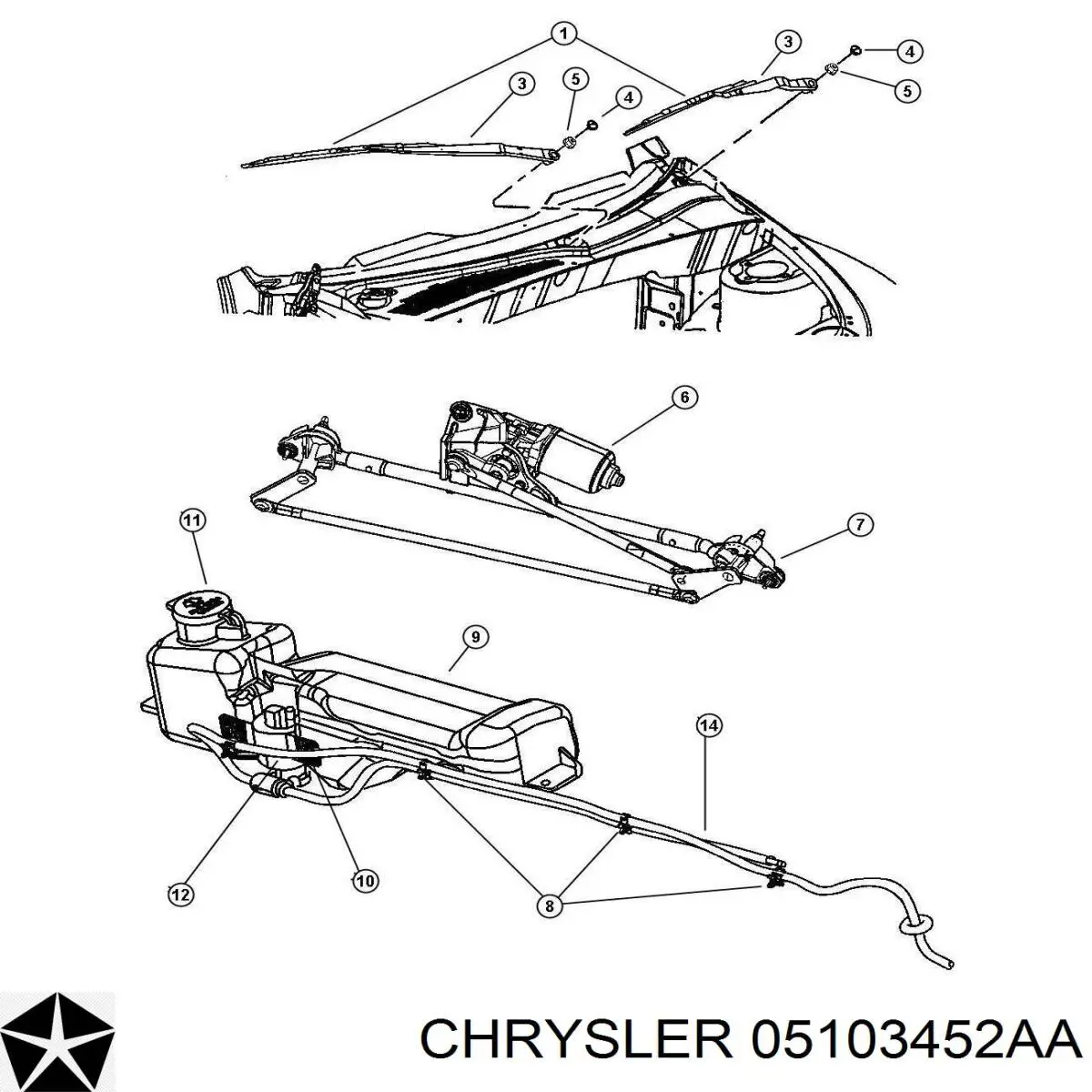 5012602AA Chrysler bomba de limpiaparabrisas delantera/trasera