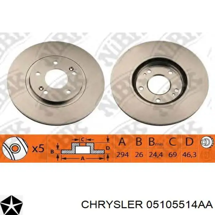Disco de freno 05105514AA Chrysler