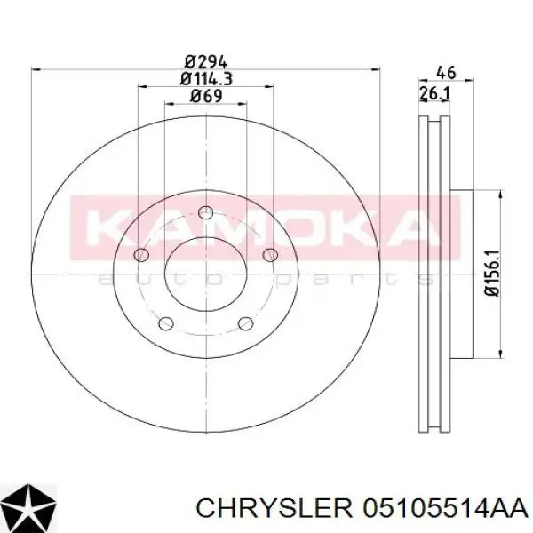 05105514AA Chrysler disco de freno delantero