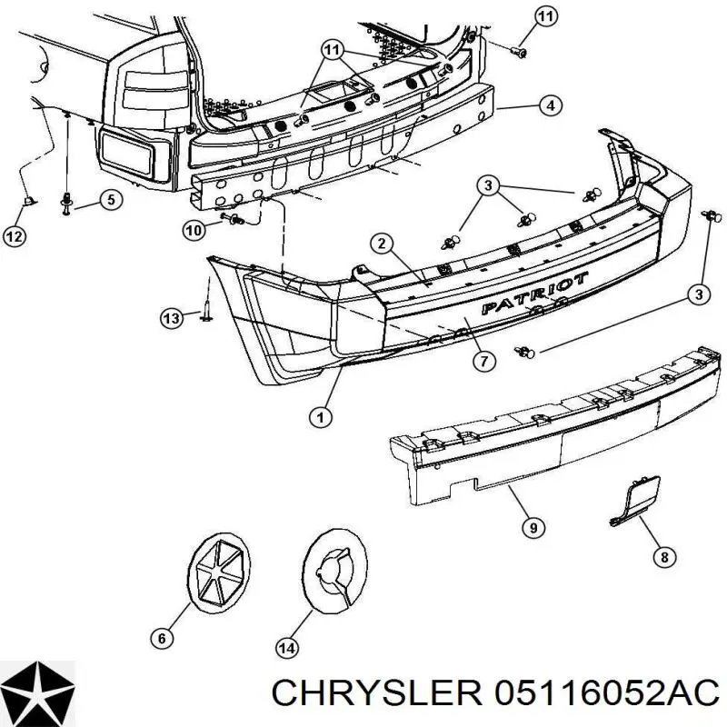 K05116052AC Fiat/Alfa/Lancia refuerzo paragolpes trasero