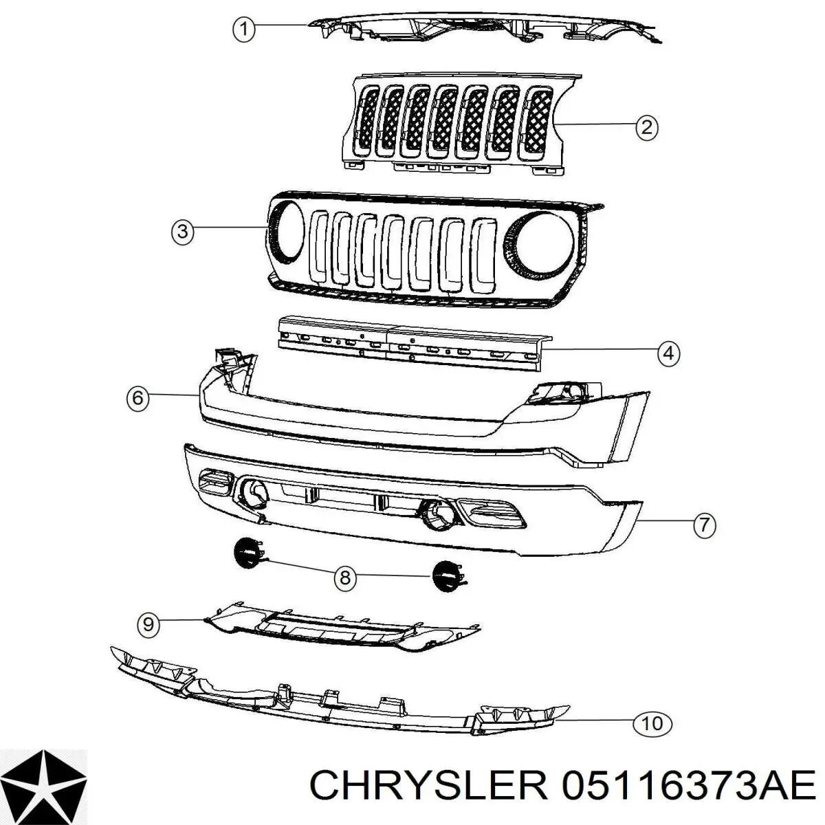 5116373AD Chrysler refuerzo parachoque delantero