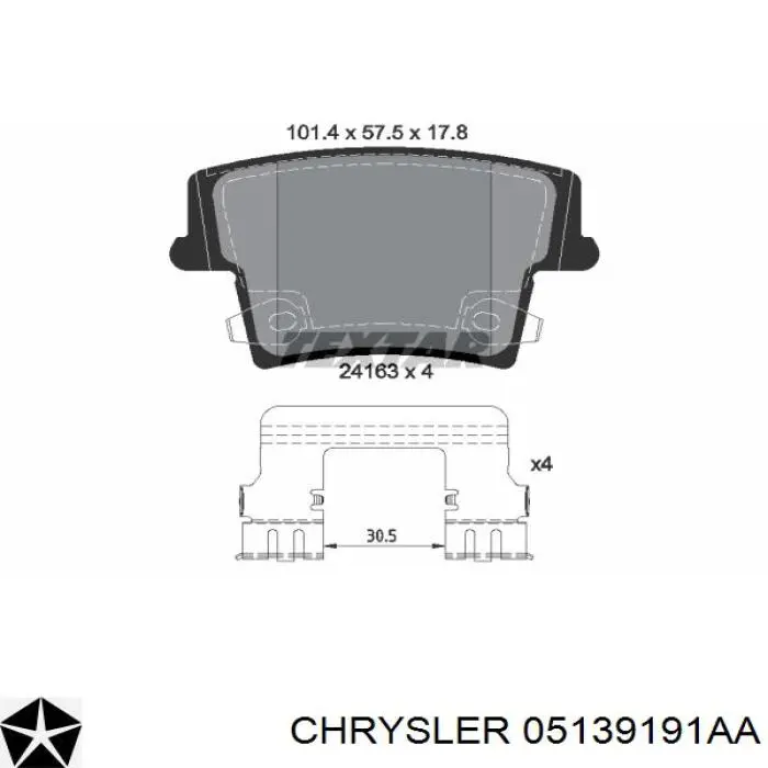 05139191AA Chrysler pastillas de freno traseras