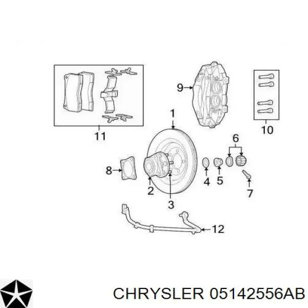 5140823AA Chrysler pinza de freno delantera derecha