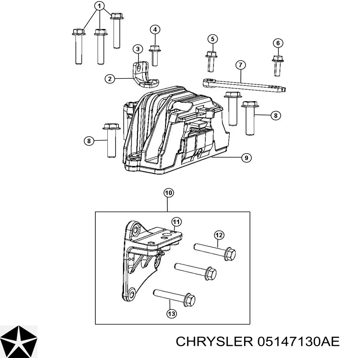 05147130AE Chrysler soporte de motor derecho