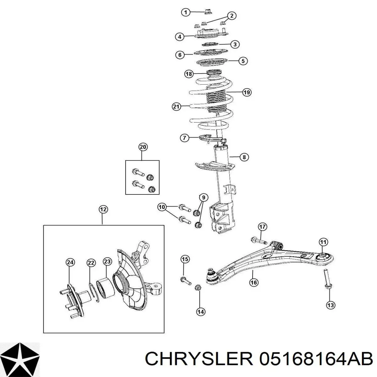 05168164AB Chrysler amortiguador delantero derecho