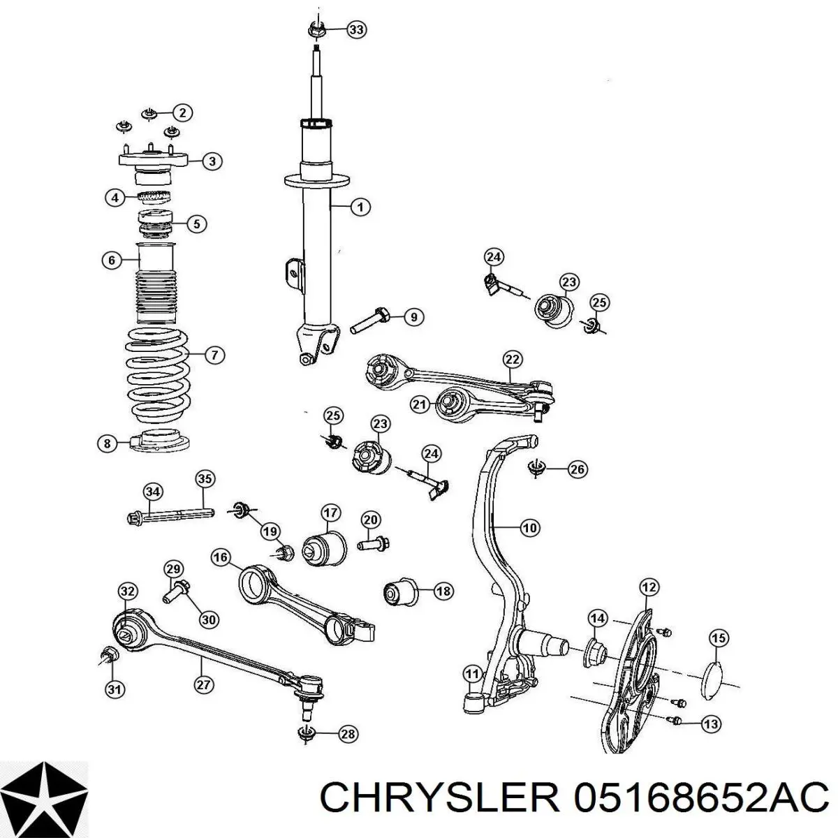 05168652AC Chrysler barra oscilante, suspensión de ruedas delantera, inferior derecha