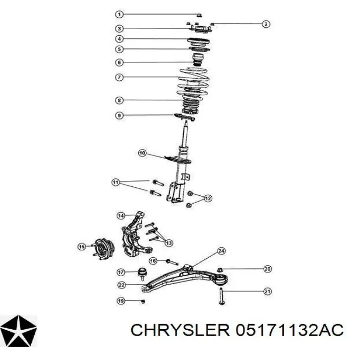 05171132AC Chrysler Fuelle, amortiguador delantero