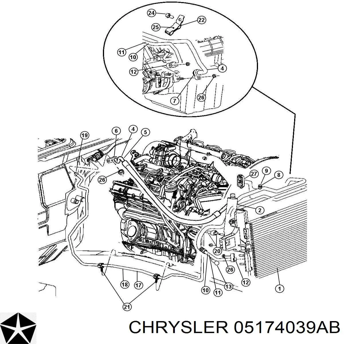 05174039AB Chrysler presostato, aire acondicionado