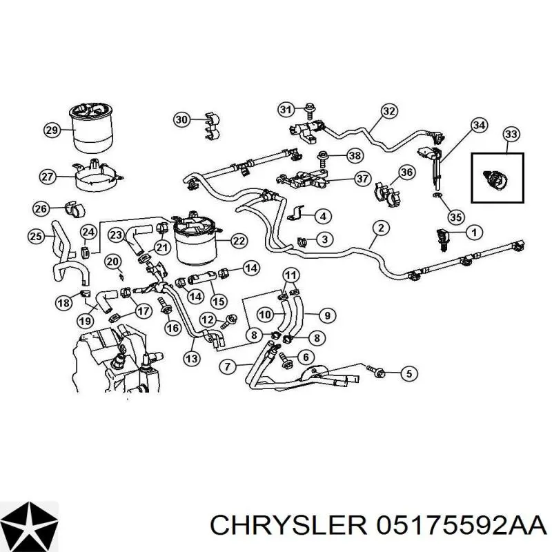 05175592AA Chrysler tubo de combustible atras de las boquillas