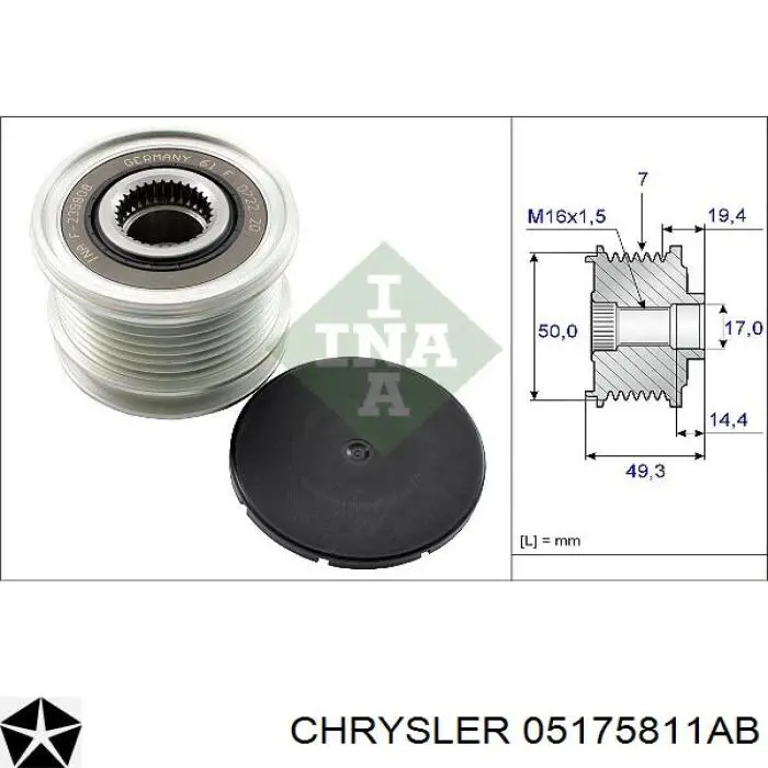 Polea rueda libre Chrysler 05175811AB precio, desde 43,04 EUR