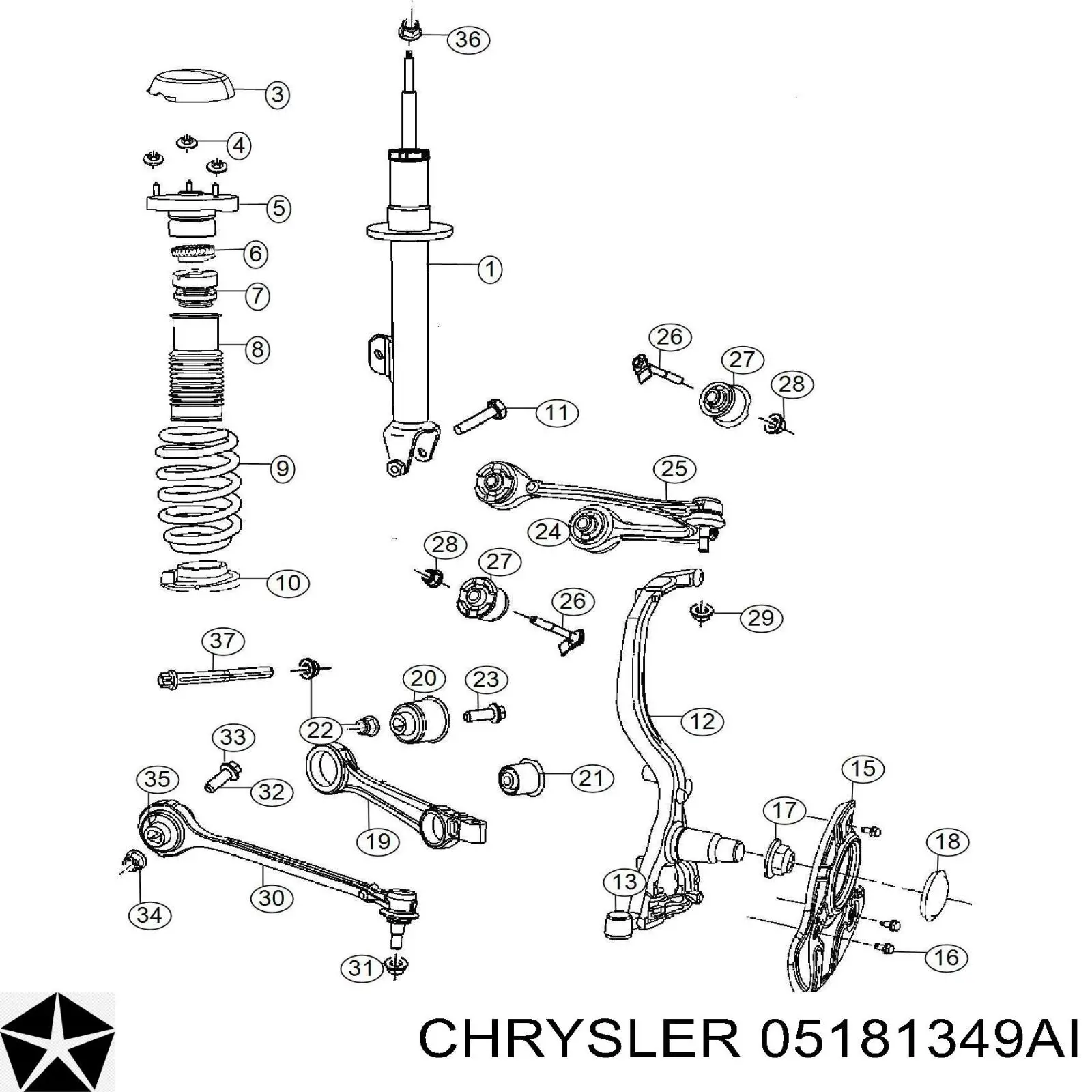 05181349AI Chrysler amortiguador delantero derecho