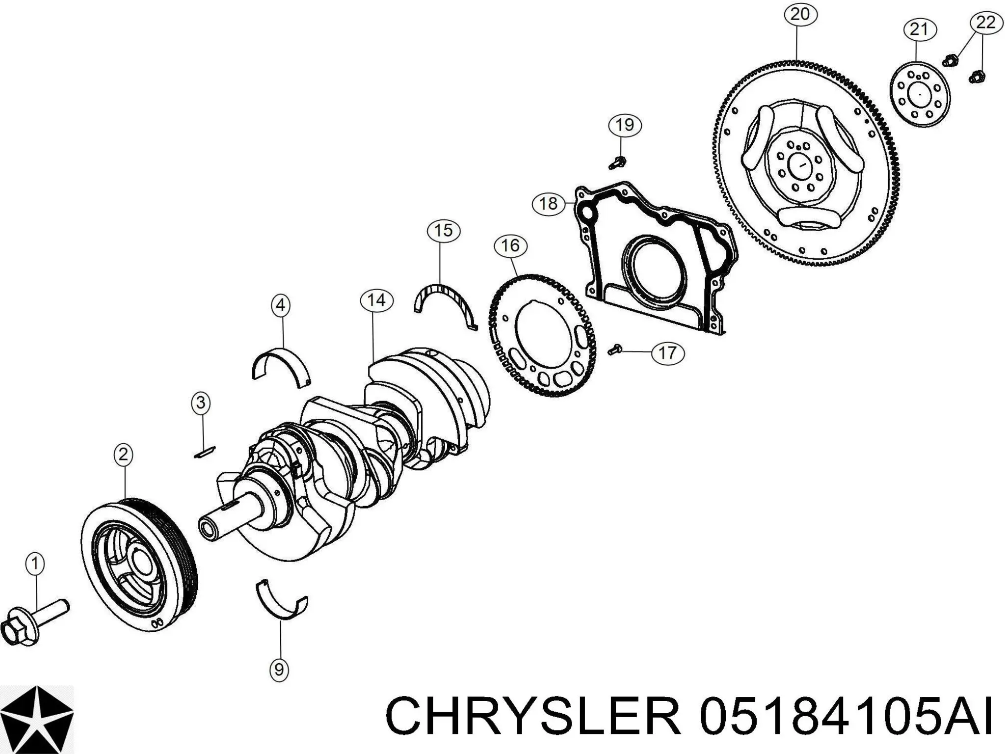 05184105AI Chrysler juego de cojinetes de cigüeñal, estándar, (std)