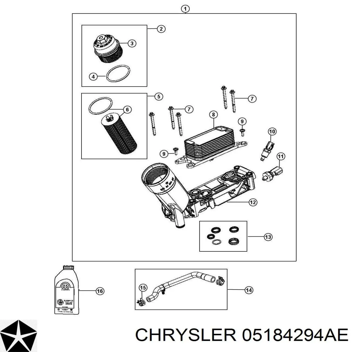 Portafiltro de aceite Chrysler 05184294AE precio, desde 100,63 EUR