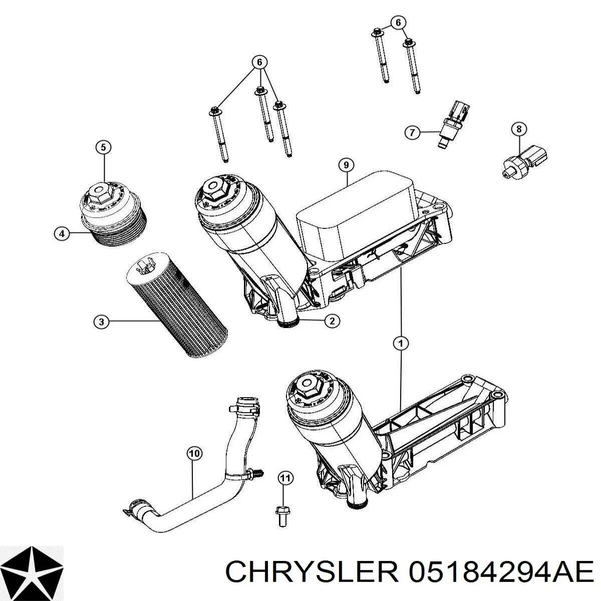 05184294AE Chrysler caja, filtro de aceite