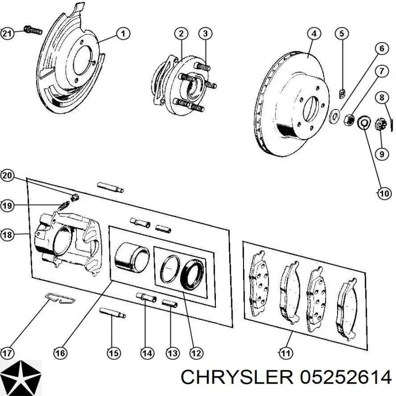 05252614 Chrysler émbolo, pinza del freno delantera