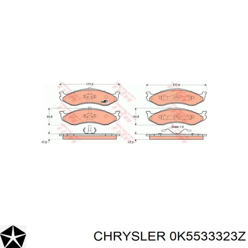 0K5533323Z Chrysler pastillas de freno delanteras