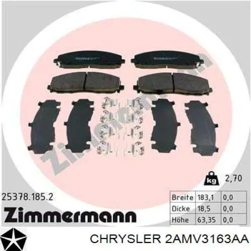 2AMV3163AA Chrysler pastillas de freno delanteras