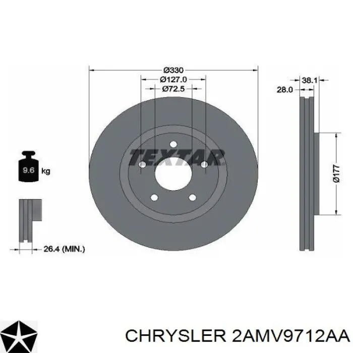 2AMV9712AA Chrysler freno de disco delantero