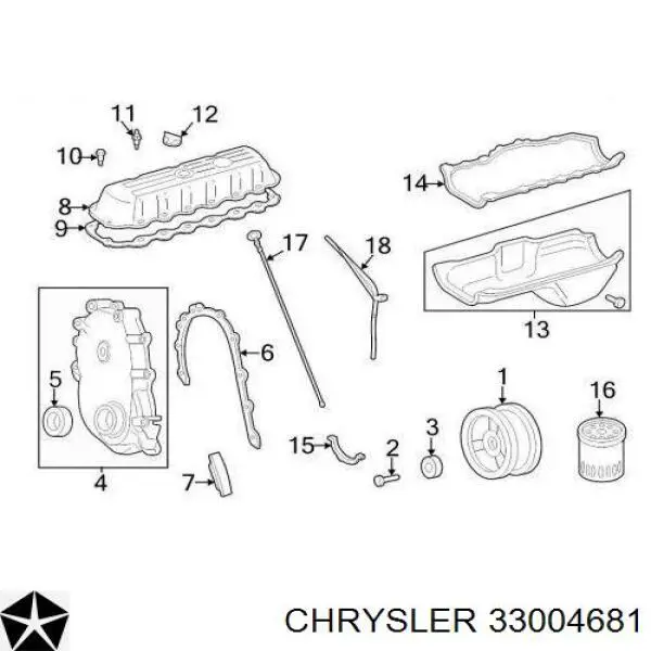 33004681 Chrysler anillo retén, cigüeñal frontal