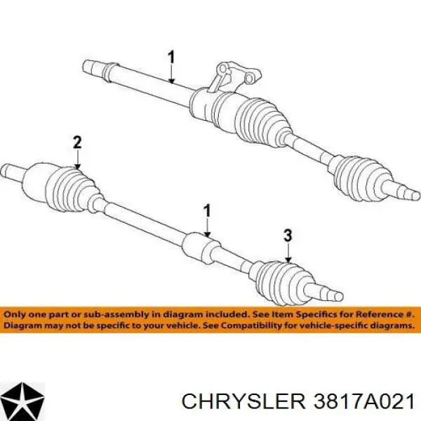 3817A021 Chrysler fuelle, árbol de transmisión delantero interior derecho