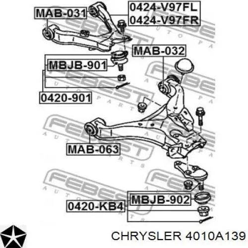 4010A139 Chrysler barra oscilante, suspensión de ruedas delantera, superior izquierda