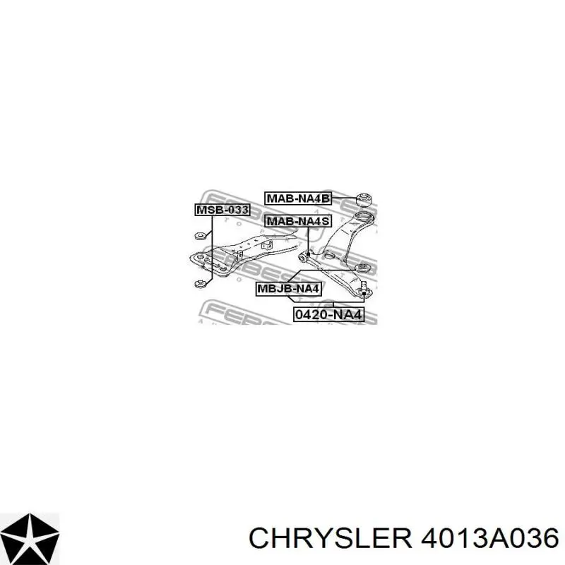 4013A036 Chrysler barra oscilante, suspensión de ruedas delantera, inferior derecha