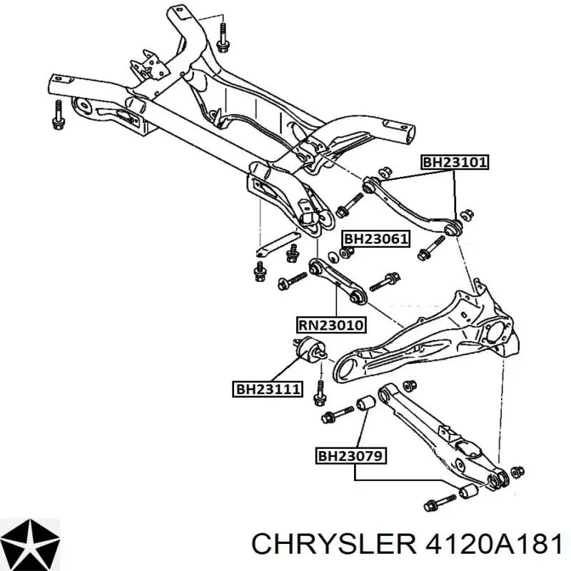 4120A181 Chrysler bloque silencioso trasero brazo trasero delantero