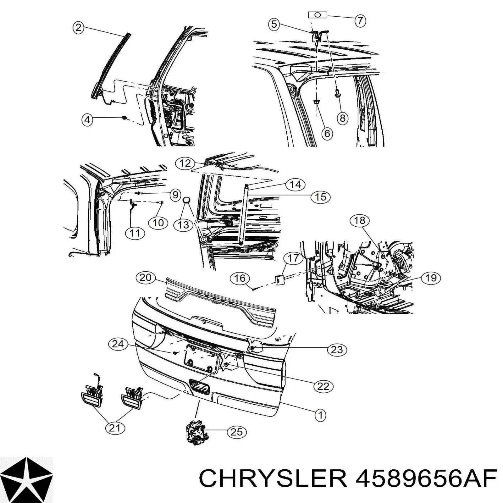 4589656AF Chrysler cerradura de puerta de maletero