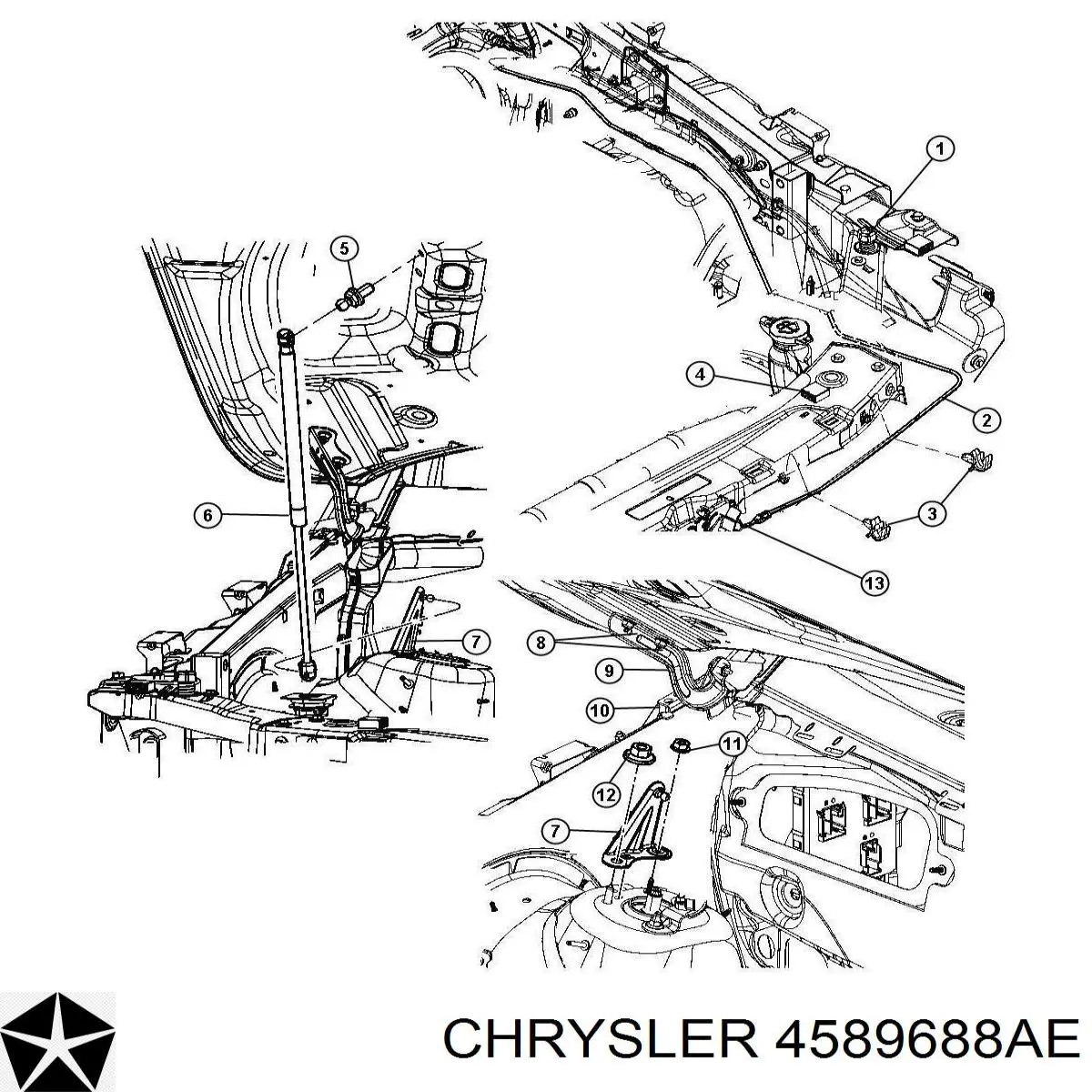 4589688AE Chrysler cerradura del capó de motor