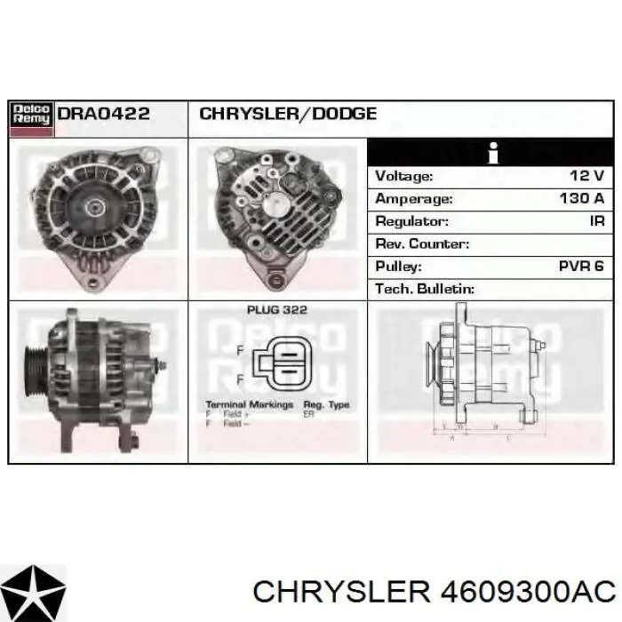 4609300AC Chrysler alternador