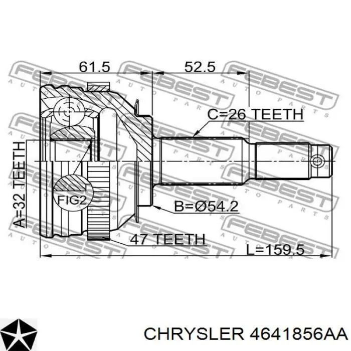 4641856AA Chrysler árbol de transmisión delantero derecho