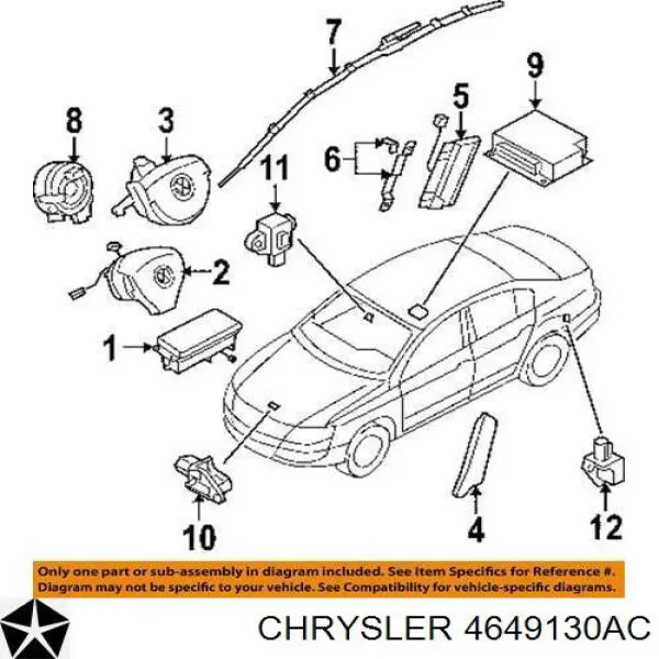 4649130AC Chrysler anillo airbag del volante