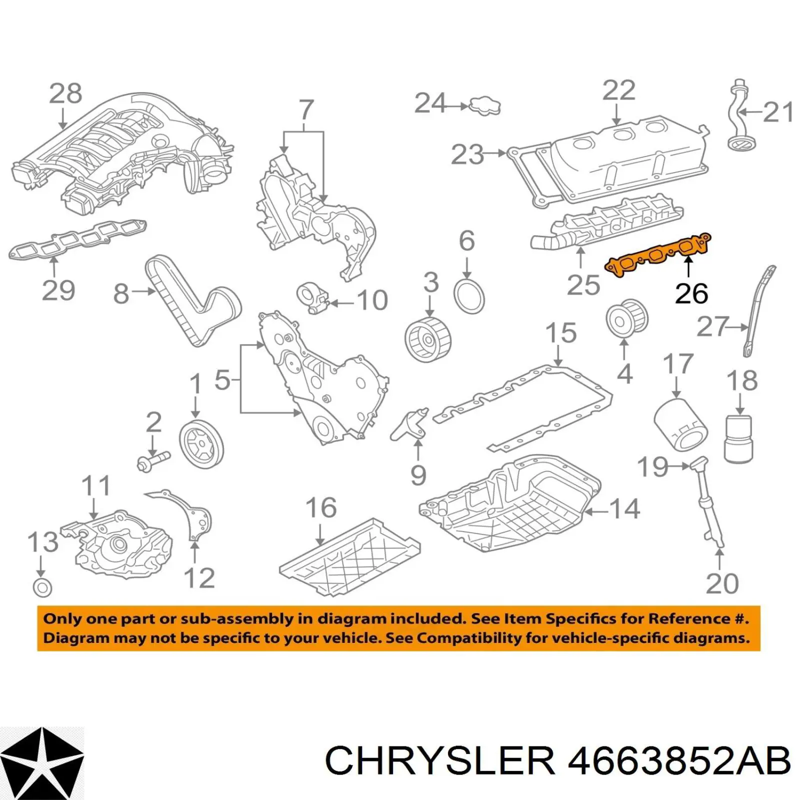 Comprar 4663852AB Chrysler Junta inferior del colector de admisión