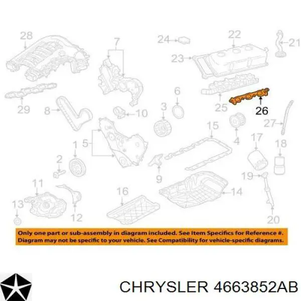 Junta inferior del colector de admisión Chrysler 4663852AB precio, desde 19,91 EUR