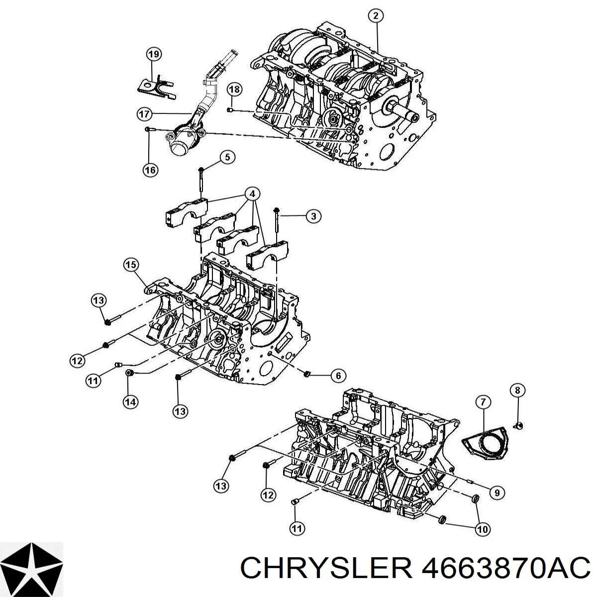 4663870AC Chrysler anillo retén, cigüeñal