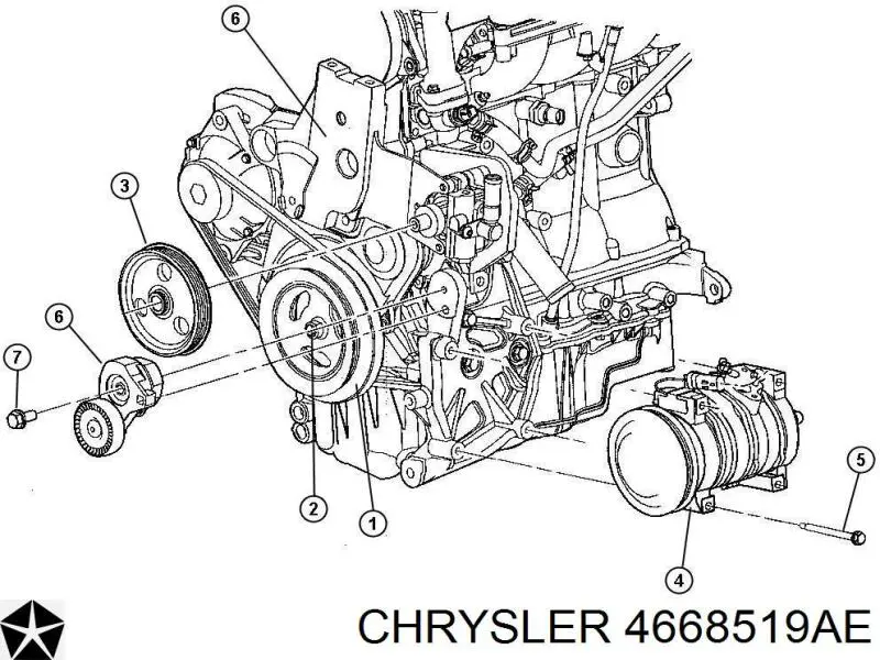 4668519AE Chrysler rodillo, correa trapecial poli v