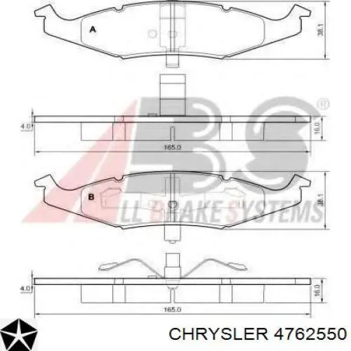 4762550 Chrysler pastillas de freno delanteras