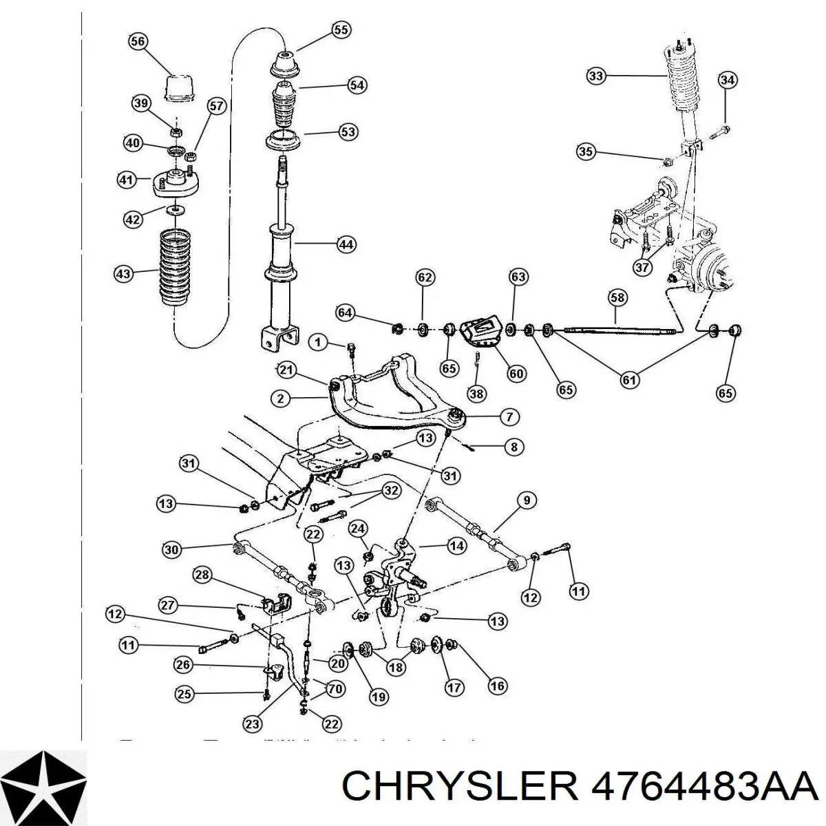 K04764483AA Fiat/Alfa/Lancia silentblock en barra de amortiguador trasera