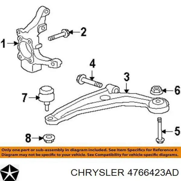 4766423AD Chrysler barra oscilante, suspensión de ruedas delantera, inferior izquierda